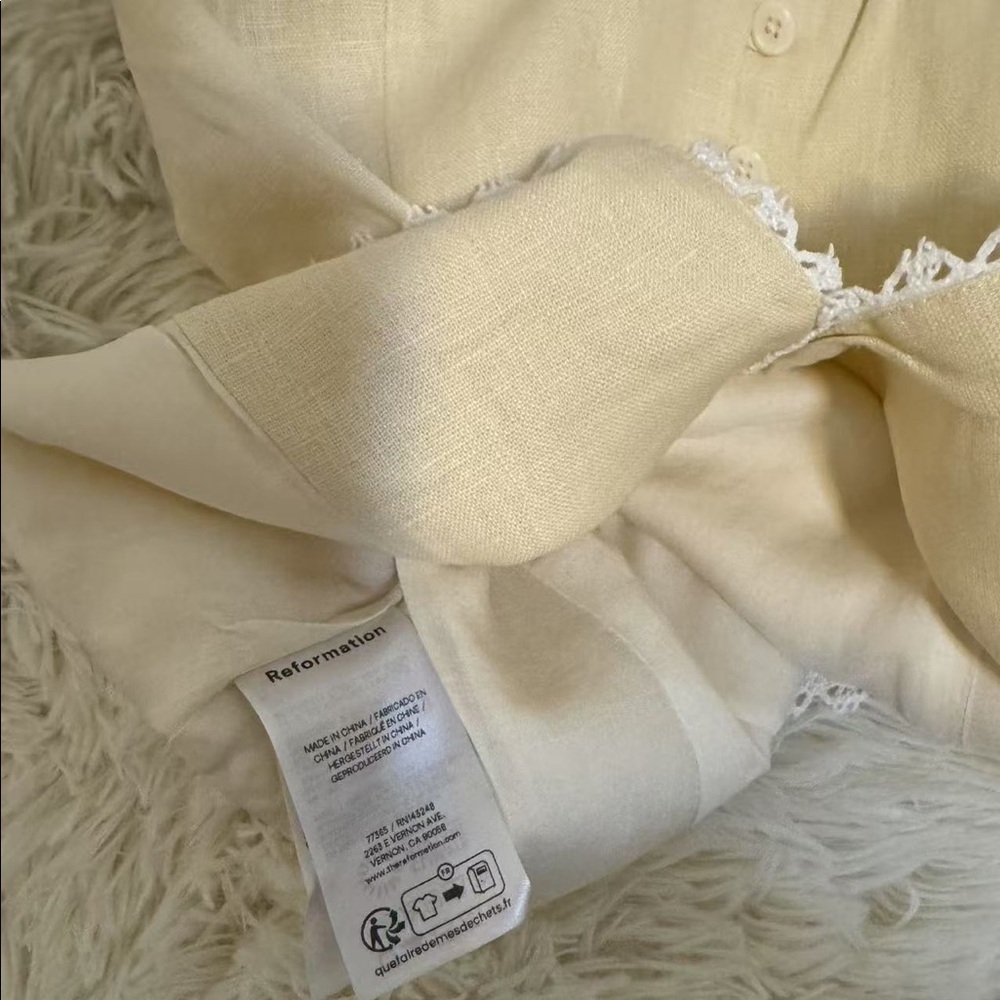 Reformation Viola Linen Top Sugar - Picture 8 of 8